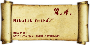 Mikulik Anikó névjegykártya